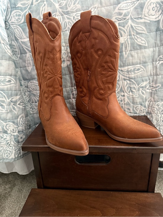 MIA Shoes - MIA Tan Western Heeled Cowboy Boots